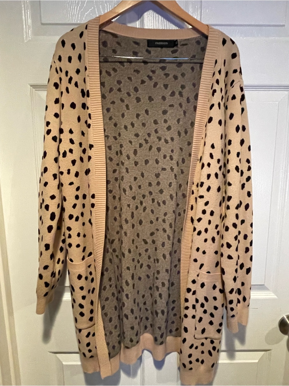 FASHION Beige Animal-Spot Open-Front Cardigan